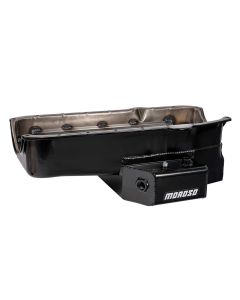 OIL PAN SBC 80-85 WITH PASSENGER'S SIDE DIP STICK, DART SHP, LOW GROUND CLEARANCE, ROAD RACE BAFFLED, 7 IN. DEEP