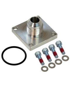 FITTING, DRY SUMP, SQUARE BASE, -8AN MALE, 4-BOLT SQUARE FLANGE