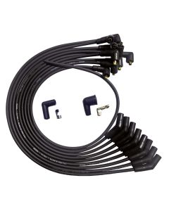 WIRE SET MOROSO ULTRA SB FORD 351W UNSLEEVED 135 DEG PLUG END NON HEI, BLACK WIRE