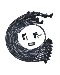 WIRE SET MOROSO ULTRA SBC OVC SLEEVED 90 DEG PLUG NON HEI BLACK WIRE