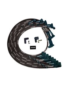 WIRE SET MORSO ULTRA SBC UNDER THE HEADER 90 DEG PLUG END HEI SLEEVED, BLACK WIRE
