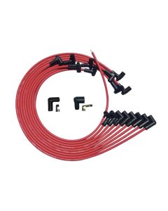 WIRE SET MOROSO ULTRA SBC UNDER THE HEADER 90 DEG PLUG HEI, UNSLEEVED RED WIRE