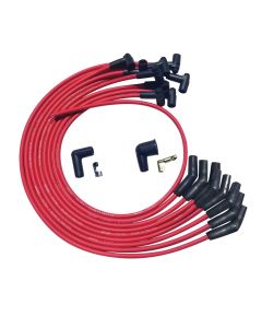 WIRE SET MOROSO ULTRA BBC OVER THE VALVE COVER 135 DEG PLUG ENDS, HEI, RED WIRE
