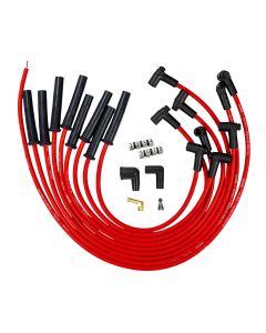 IGNITION SPARK PLUG WIRE SET ULTRA 350 8MM MULTI ANGLE BOOT, RED,FORD 289,302,351W, HEI STYLE CAP