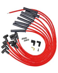 IGNITION SPARK PLUG WIRE SET, ULTRA 350, 8MM, MULTI ANGLE BOOT, RED, FORD, 351C, HEI STYLE CAP