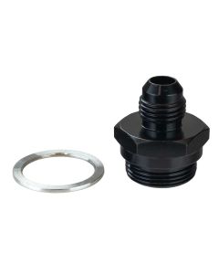 CARBURETOR FUEL INLET  FITTING, 6AN X 7/8-20,  1 IN LONG, BLACK ANODIZED