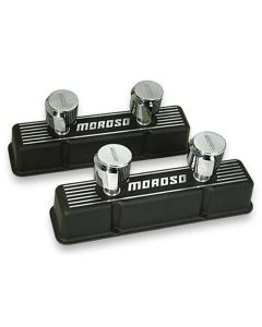 VALVE COVERS, SBC, CAST, BLACK FINISH,  BOTH VALVE COVERS HAVE 2 BREATHERS