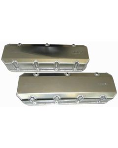 VALVE COVERS, BBC, 3.875 IN. TALL, POCKETS ON EXHAUST & TUBES ON INTAKE, FABRICATED ALUMINUM