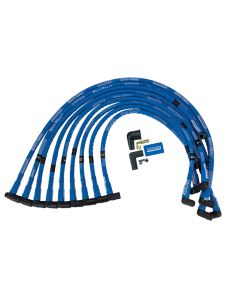 WIRE SET, SPIRAL CORE, SLEEVED, SBC, HEI, BLUE, 90 DEGREE