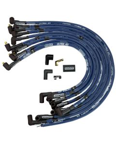 IGNITION WIRE SET, ULTRA 40, SLEEVED, SBC, NON-HEI, 90 DEGREE, BLUE