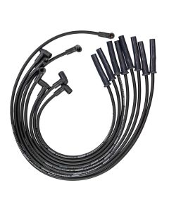 IGNITION SPARK PLUG WIRE SET, ULTRA 40, 8.5MM, MULTI ANGLE BOOT, BLACK, GM, CHEVY, BBC, 366-454, HEI STYLE WITH COIL IN CAP, OVER HEADER / VALVE COVER