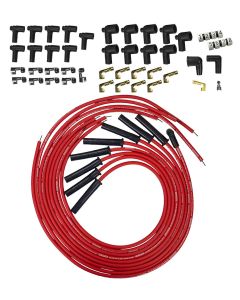 IGNITION PLUG WIRE SET ULTRA 40 8.5MM,MULTI ANGLE BOOT,RED, UNIVERSAL HEI AND NON-HEI STYLE CAPS