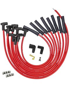 IGNITION SPARK PLUG WIRE SET, ULTRA 40, 8.5MM, MULTI ANGLE BOOT, RED, FORD, 351C, HEI STYLE CAP