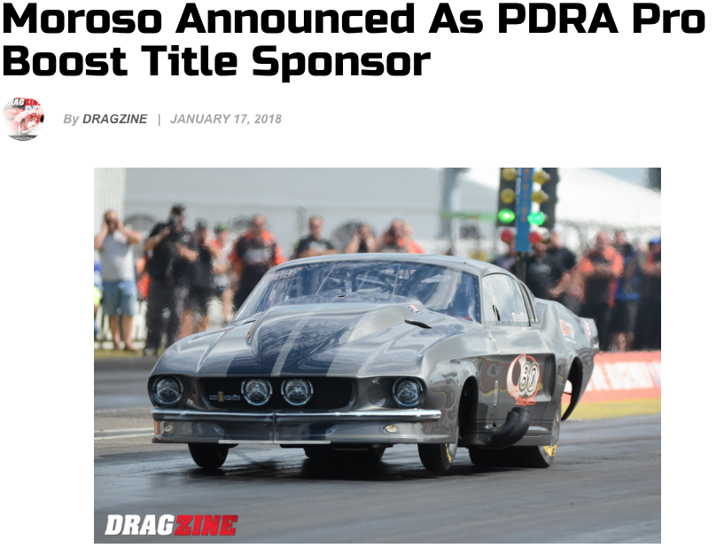 Moroso announced as PDRA Pro Boost Title Sponsor