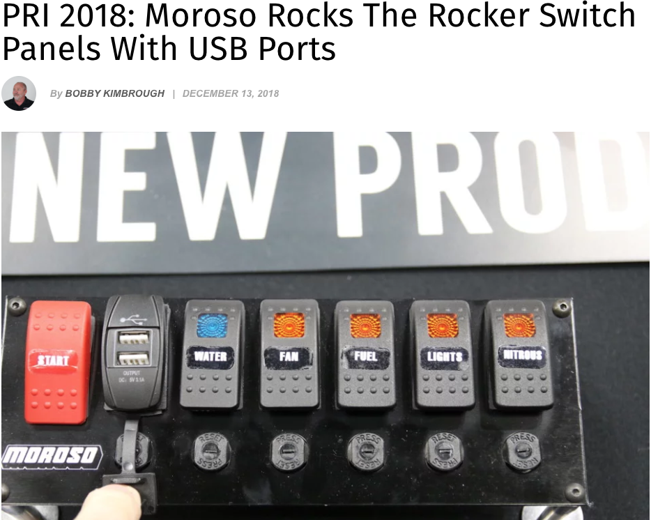 PRI 2018: Moroso Rocks the Rocker Switch Panels with USB Ports