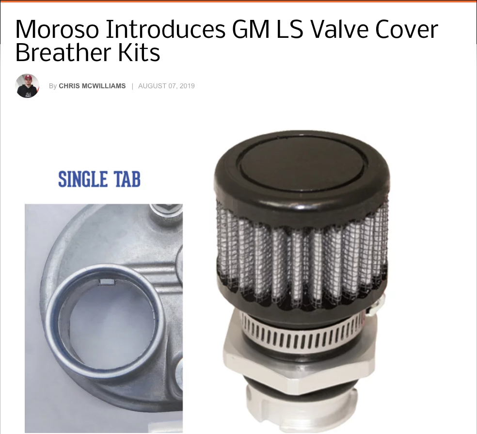 Chevy Hardcore: "Moroso Introduces GM LS Valve Cover Breather Kits"